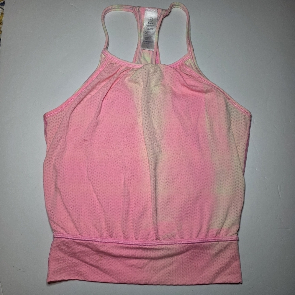 Ivivva Lululemon Two Layer Tank Top Athletic Girls Kids Pink Sz 4 Tie Dye